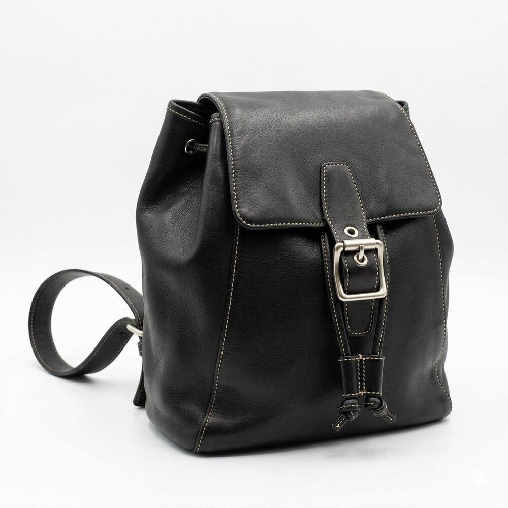 Vintage Coach 9569 Black Leather Legacy Small West Backpack Cinch Drawstring 90s